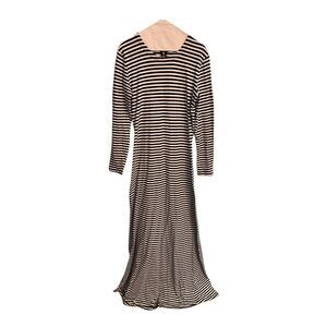 M.D.S. Stripes Navy & White‎ Striped Cotton Long Sleeve Maxi Dress Size 2